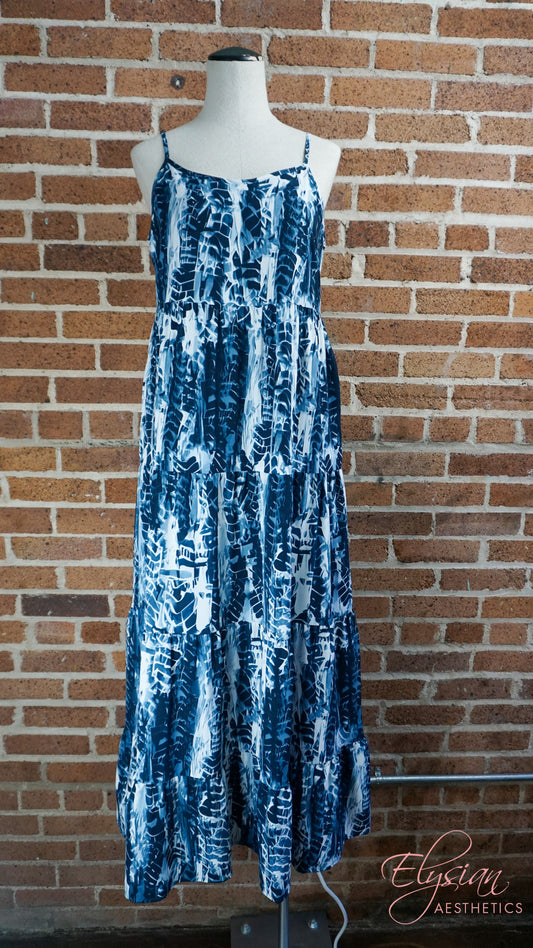 Printed Navy Tie Dye Maxi Dress